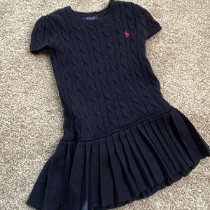 Short sleeve polo sweater dress for girl